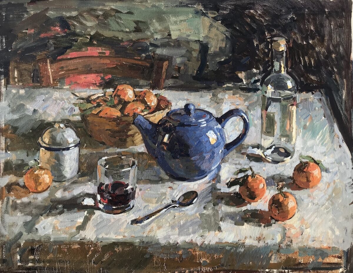 Blue Teapot and Clementines