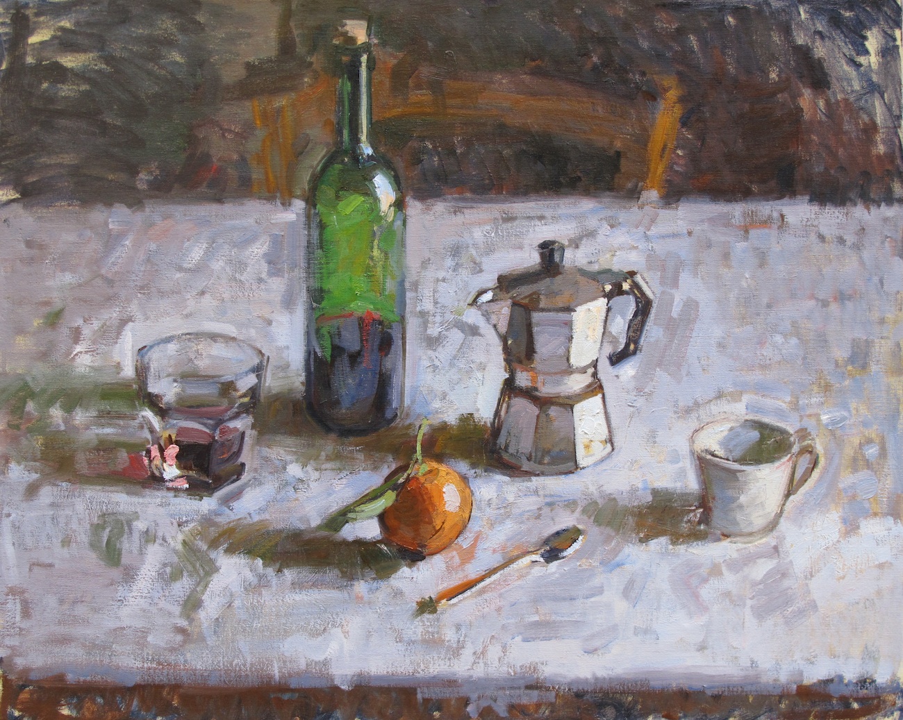 Still Life with Green Wine Bottle