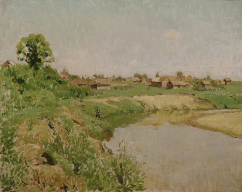 Village by a River after Isaak Levitan