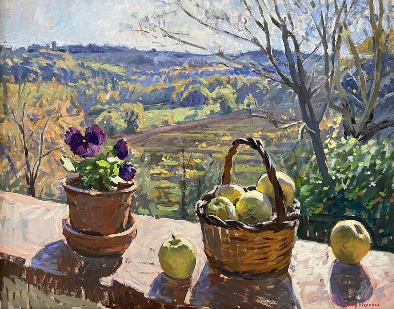 Apples and Pansie... by Amy Florence