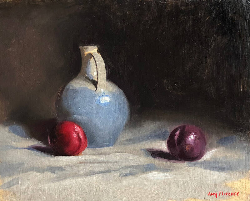 Blue Pot with Plu... by Amy Florence