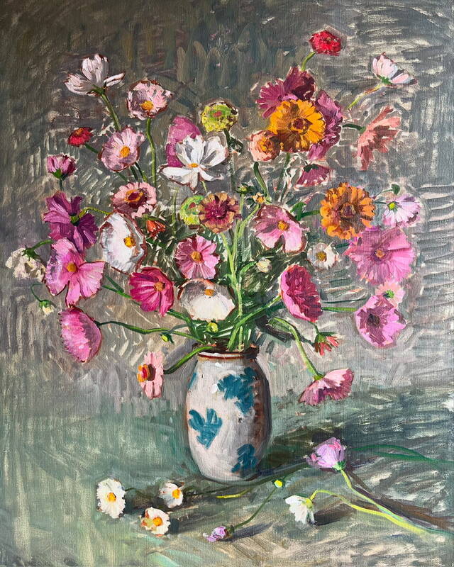 Zinnias and Cosmo... by Amy Florence