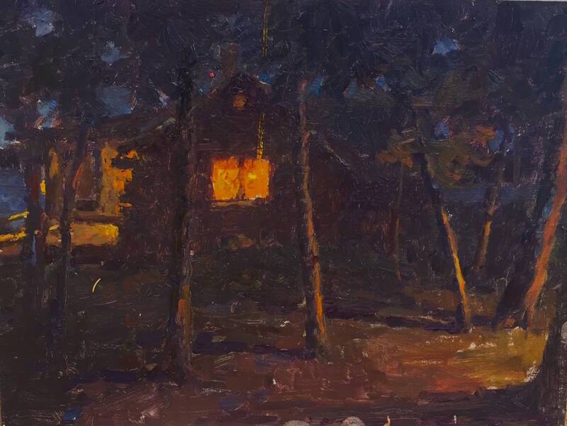 Cabin at Night by Carl Bretzke
