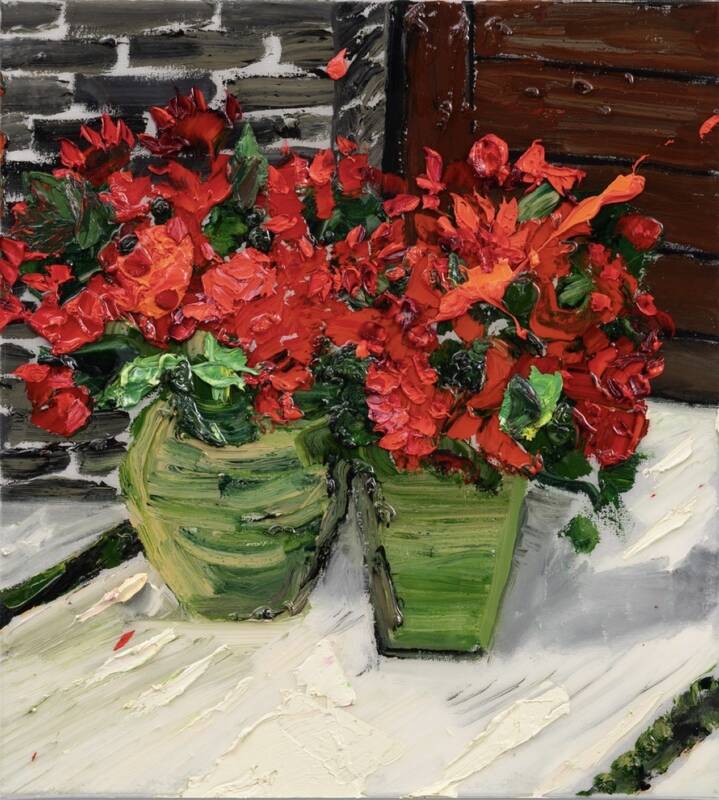Two geraniums in ... by Darius Yektai