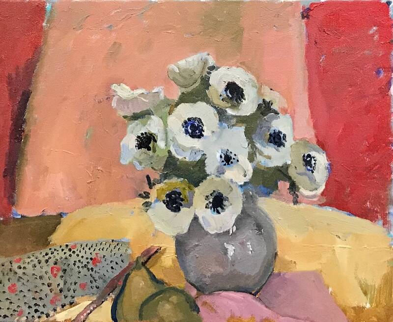 Anemones and Pear... by Kelly Carmody