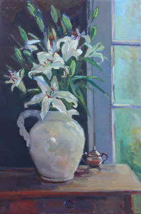Lilies by the Win... by Maryann Lucas