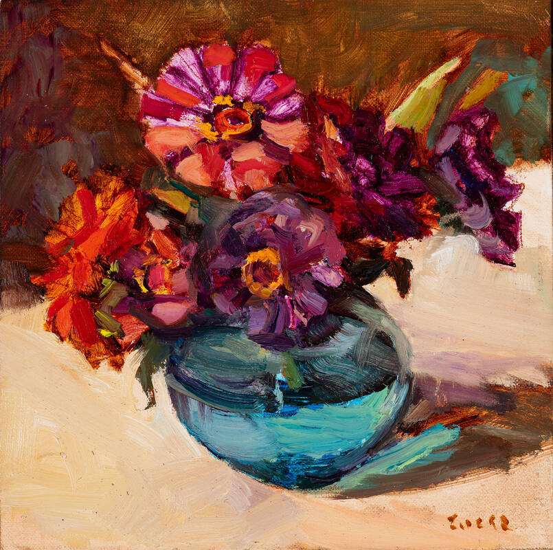 Zinnias in Full S... by Maryann Lucas