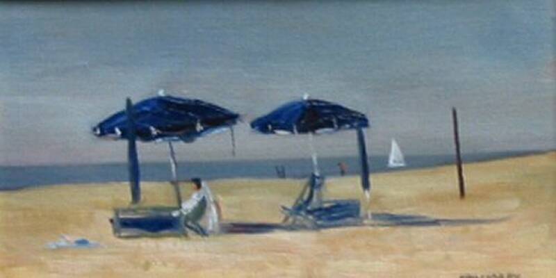Blue Umbrellas by Nelson  White