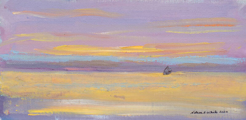 Sunset with Purpl... by Nelson  White