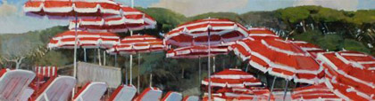 Red Parasols by Paul Rafferty