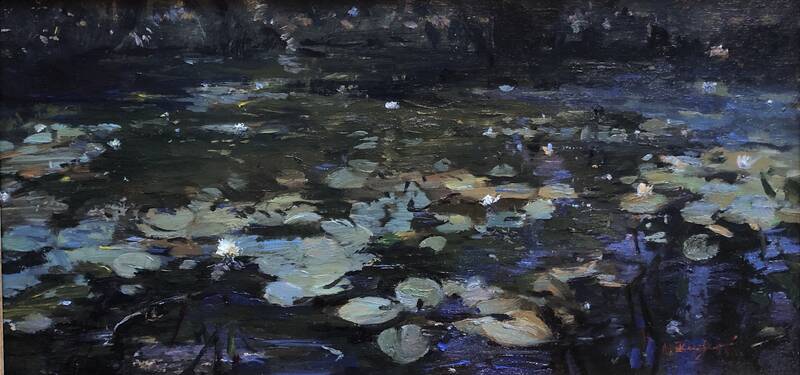 Water Lilies in a... by Ramiro Sanchez