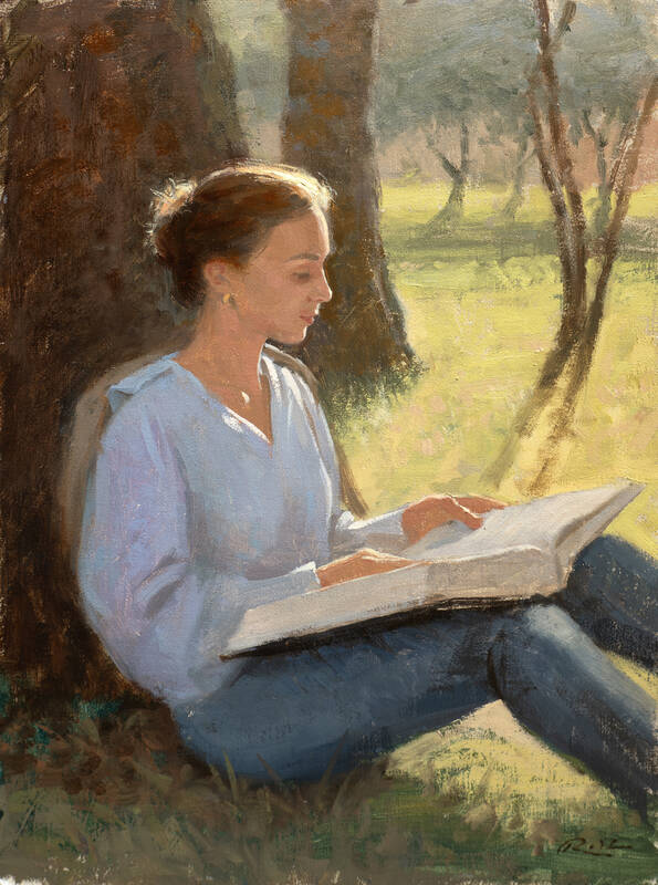 Reading by the Tr... by Rolf Hellem