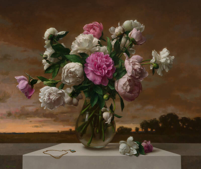 Peonies with Lock... by Steven Levin