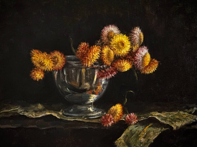 Strawflowers in a... by Tina Orsolic Dalessio